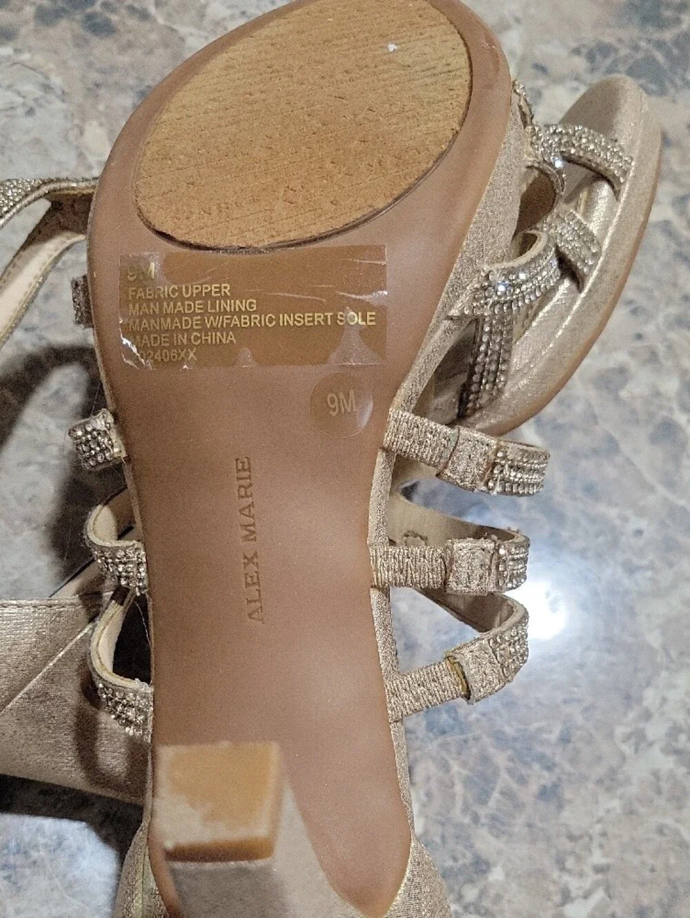 Alex Marie Champagne Gold Crystal Strappy Heels